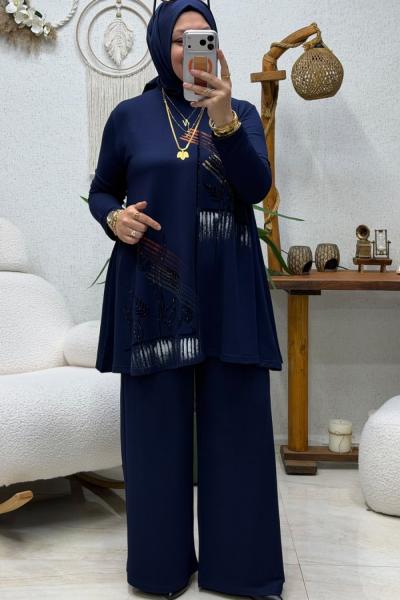 YONCA TAŞLI TAKIM  Lacivert