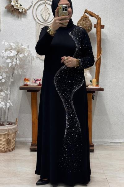 ZERA TAŞLI ELBİSE Siyah