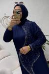 ZERA TAŞLI ELBİSE Lacivert